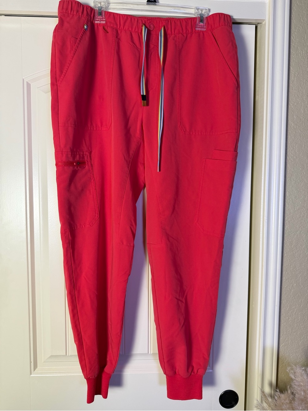 Figs pride edition jogger scrub pants XL pink coral rainbow drawstring